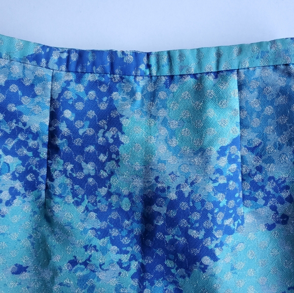 VTG Y2K H&M‎ Blue Metallic Mini Skirt Aqua Silver Shimmer High Waist Pencil XS 2 - Picture 4 of 10